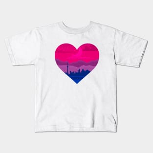 Bisexual mountain cityscape subtle heart Kids T-Shirt